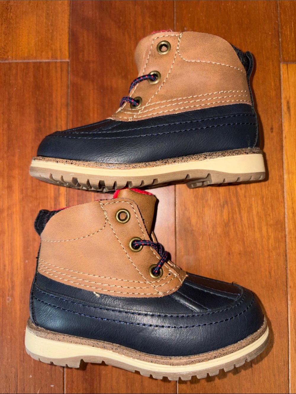 Max + Jake Dennis toddler boy brown lined duck boots